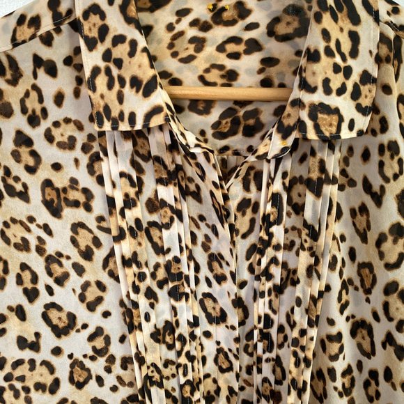 Guess Leopard Print Button-Up Women's Top Blouse Size S - Picture 5 of 11